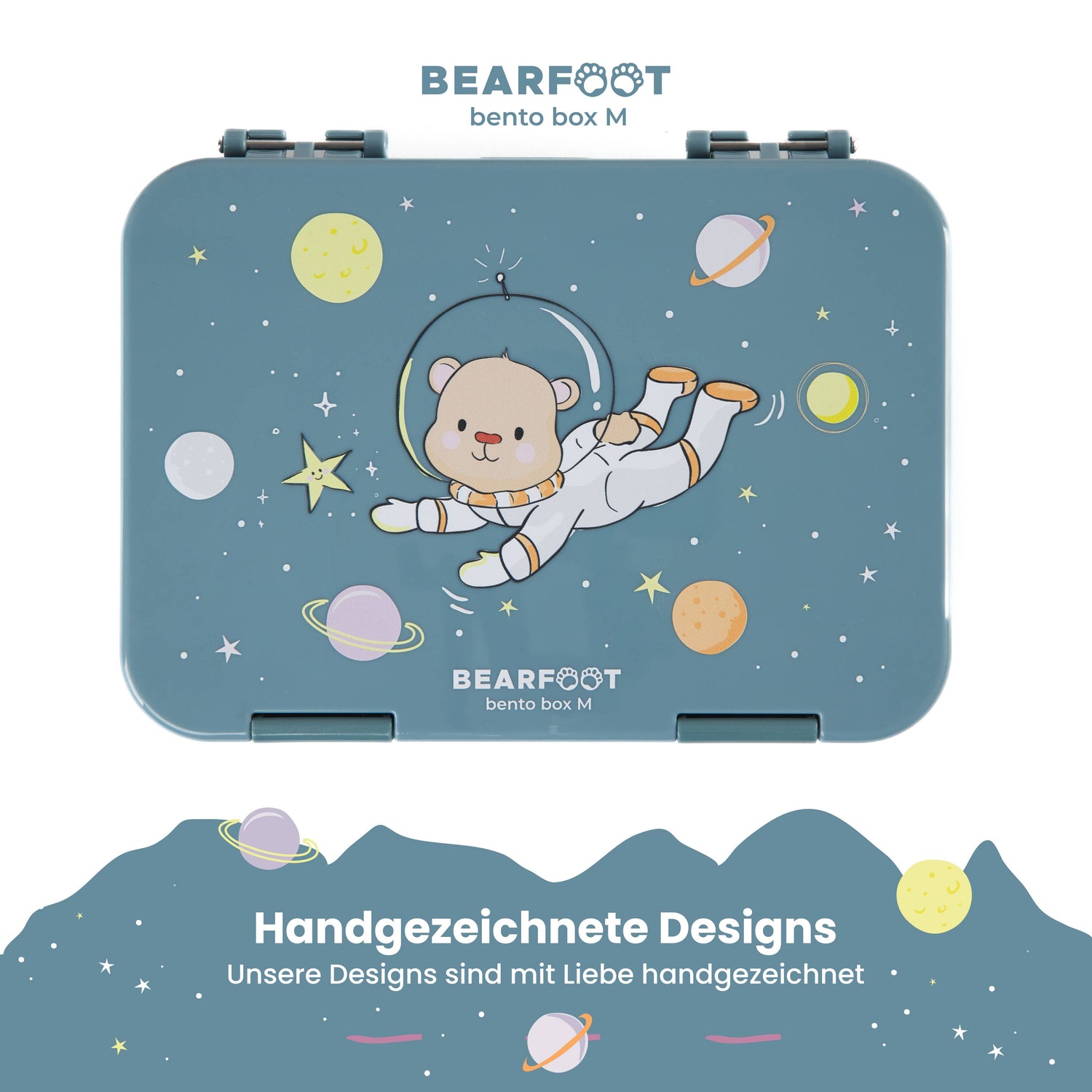 BEARFOOT Bento Madkasse Med 4/6 Rum (justerbar) - Astronaut Bjørn - Madkasse - MamaMilla