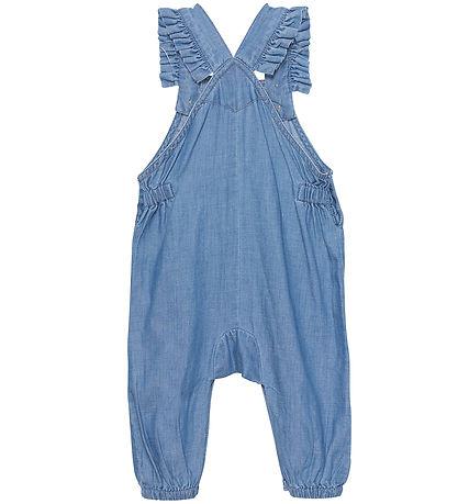 Minymo Overalls med flæser - Denim - Gray Mist - Bukser - MamaMilla