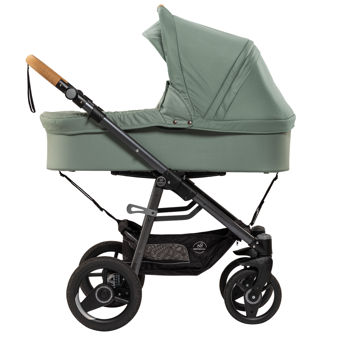 Naturkind Lux Evo Max - 96 cm - Jade (støvet grøn) - Barnevogn med langt liggemål - MamaMilla