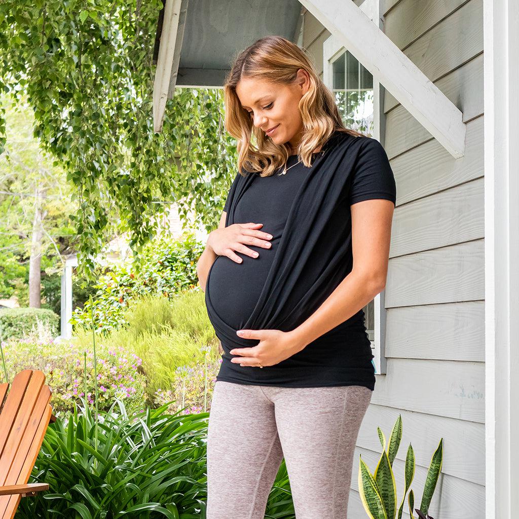 Moby Top med støtte og Vikle t-shirt Bump &amp; Beyond - Sort - Strækvikle - MamaMilla