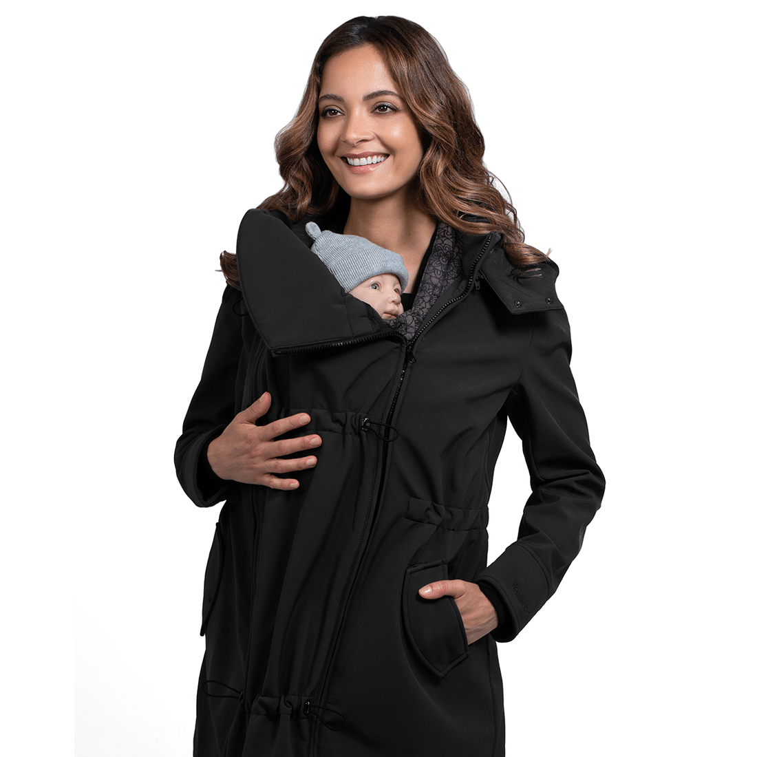 Wombat &amp; Co. 4-i-1 softshell overgangsjakke til gravide/bærejakke - Black - - MamaMilla