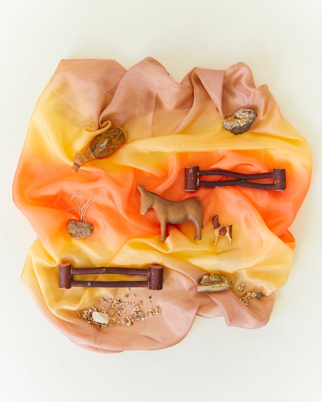 Sarahs Silk Earth Playsilks - Open-Ended 100% Silk, Natural Waldorf Toys: Desert - - MamaMilla