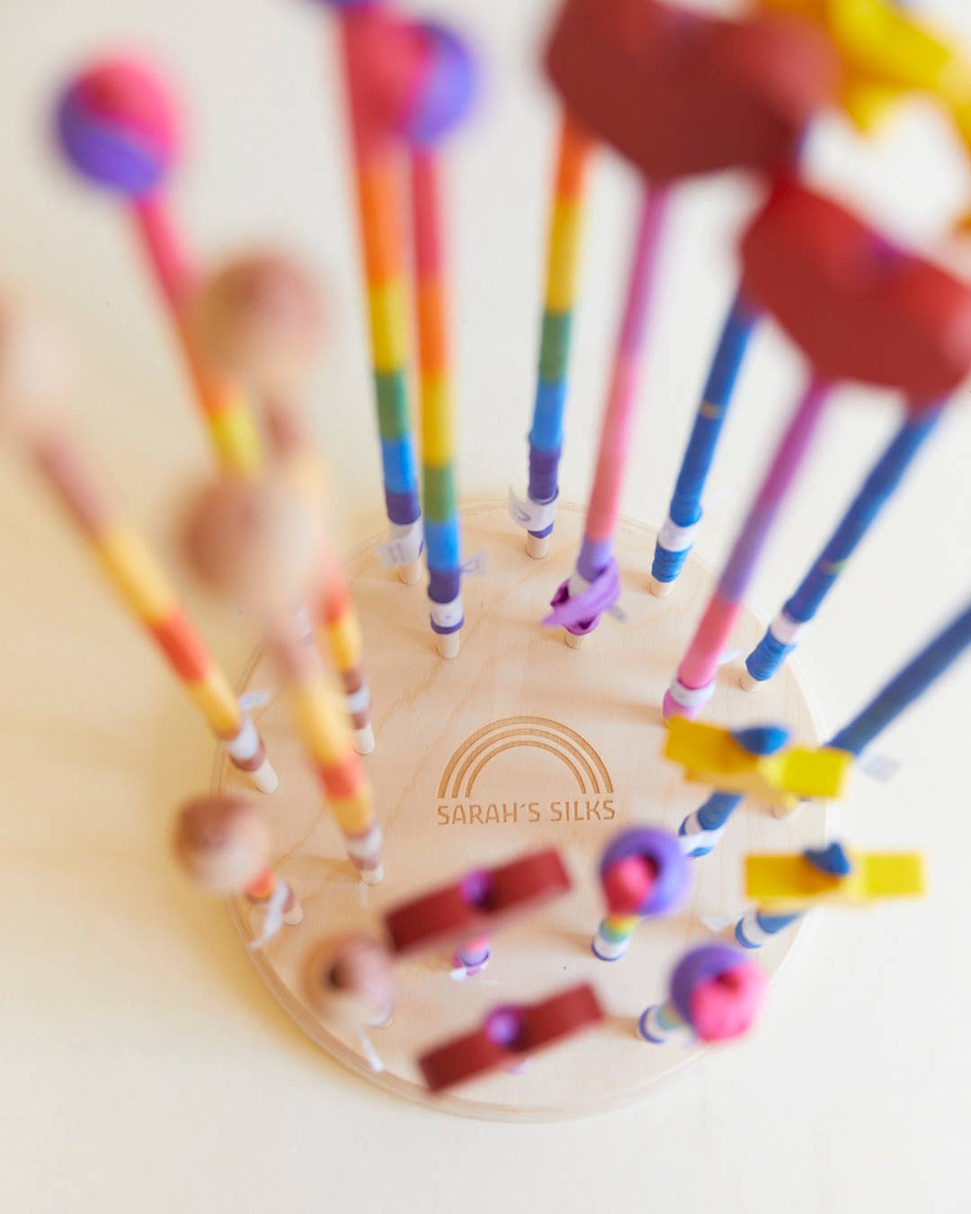 Sarahs Silk Rainbow Silk &amp; Wood Streamer - Wand for Pretend Play - - MamaMilla