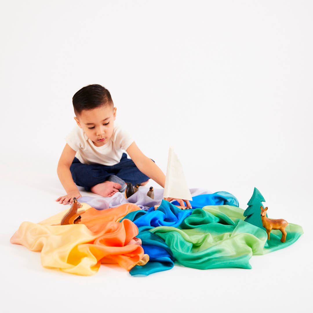 Sarahs Silk Earth Playsilks - Open-Ended 100% Silk, Natural Waldorf Toys: Forest - - MamaMilla