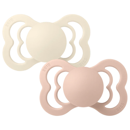BIBS Supreme symmetrisk sut str. 2, silikone – Ivory/Blush (2-pack) - MamaMilla
