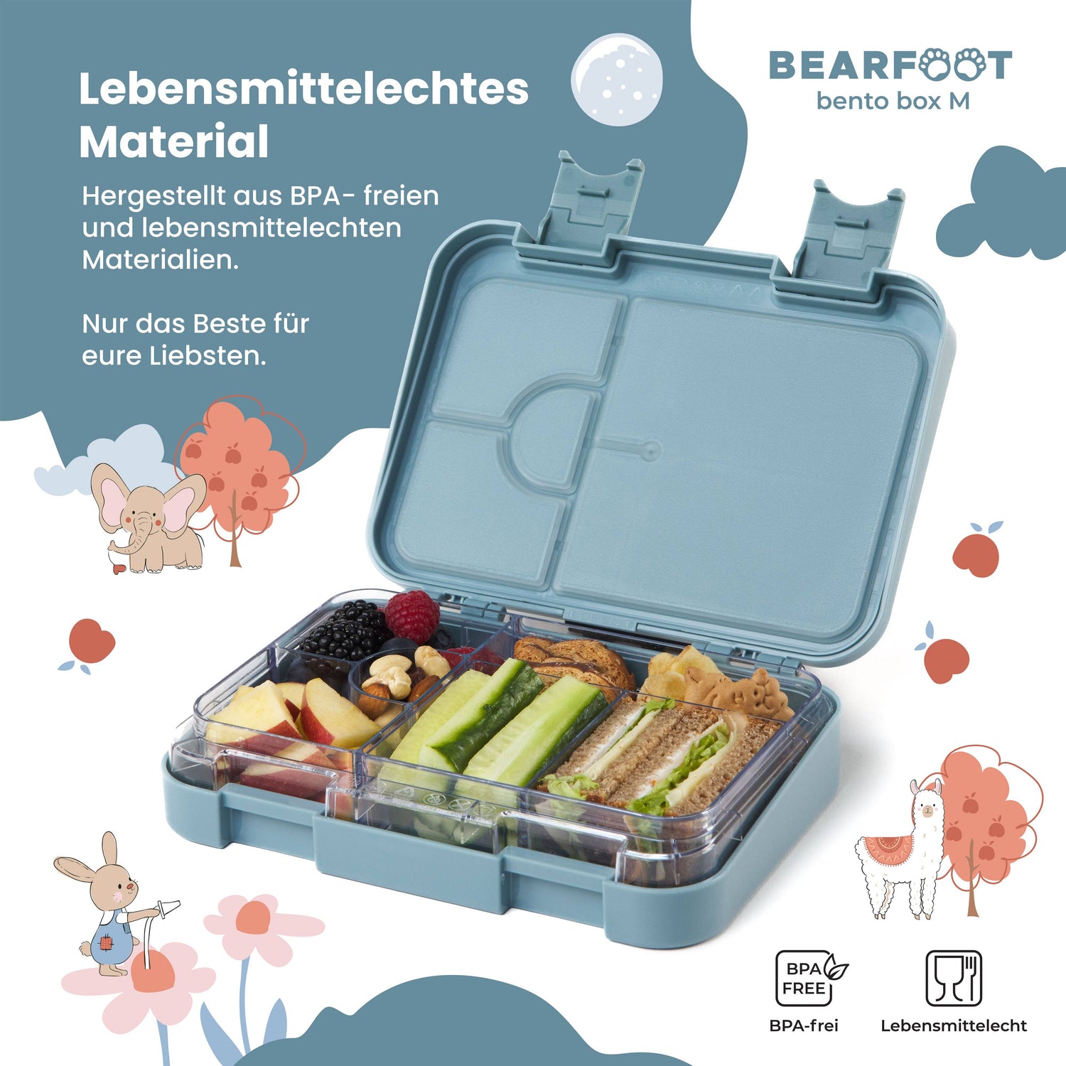 BEARFOOT Bento Madkasse Med 4/6 Rum (justerbar) - Astronaut Bjørn - Madkasse - MamaMilla