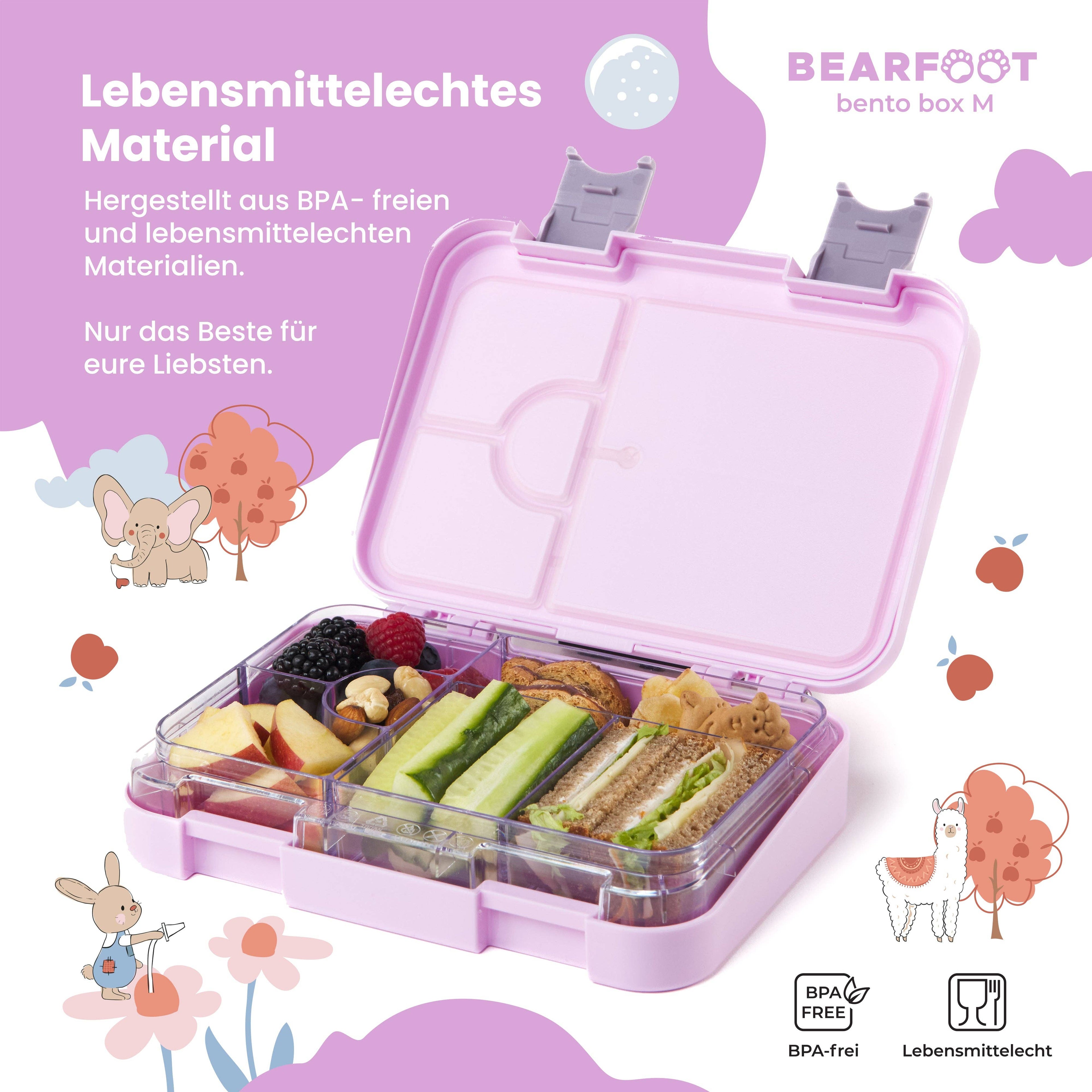 BEARFOOT Bento Madkasse Med 4/6 Rum (justerbar) - Lama - Madkasse - MamaMilla