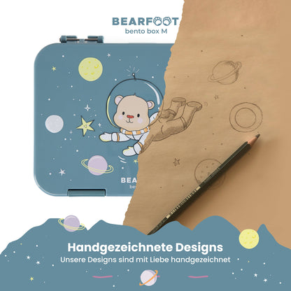 BEARFOOT Bento Madkasse Med 4/6 Rum (justerbar) - Astronaut Bjørn - Madkasse - MamaMilla