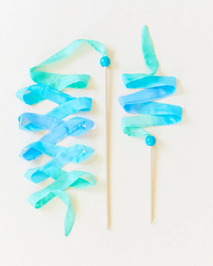 Sarahs Silk Sea Streamer - natural silk &amp; wood wand - - MamaMilla