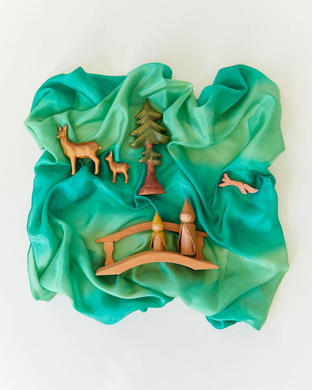 Sarahs Silk Earth Playsilks - Open-Ended 100% Silk, Natural Waldorf Toys: Forest - - MamaMilla