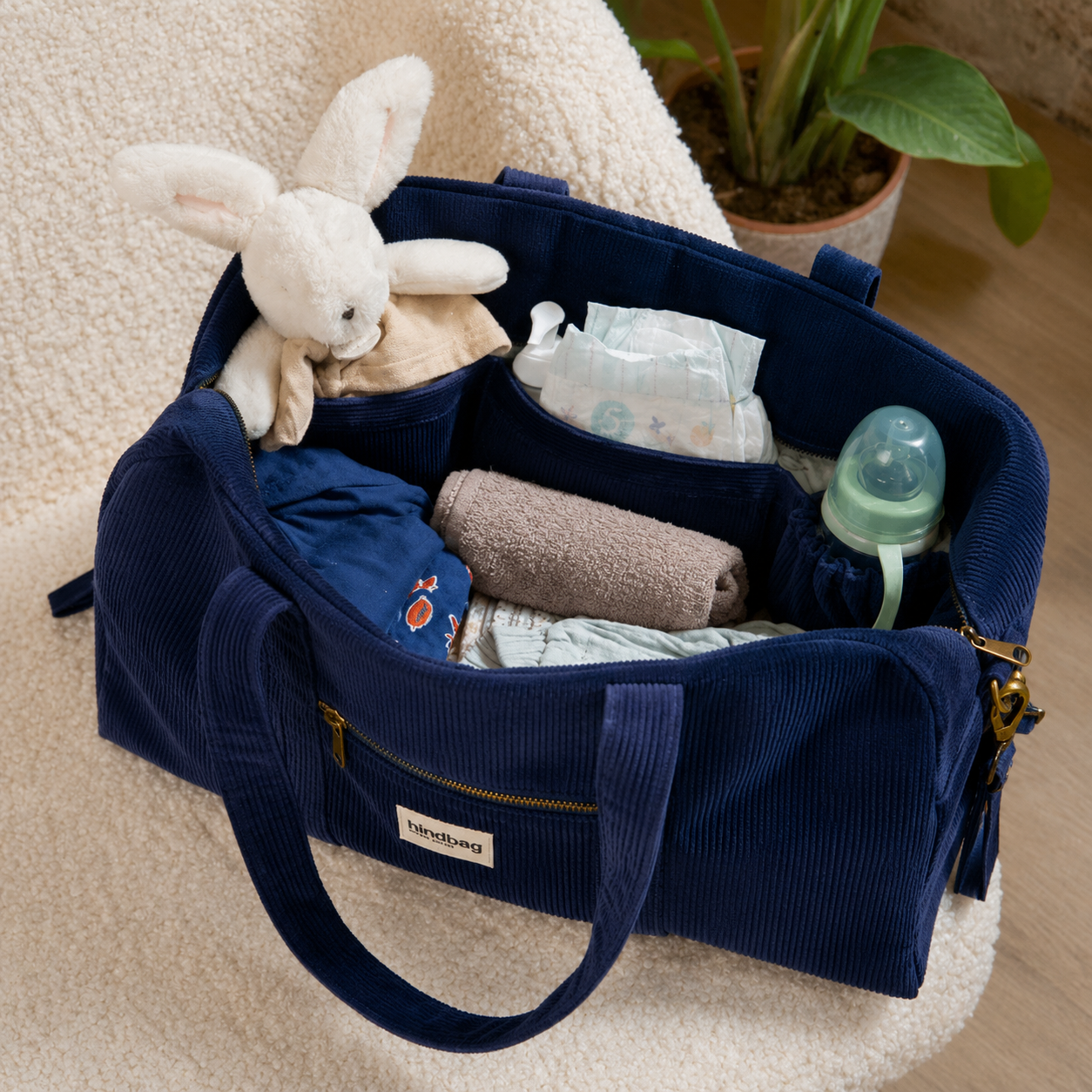 Hindbag Pusletaske - Økologisk Fløjl - Marineblå