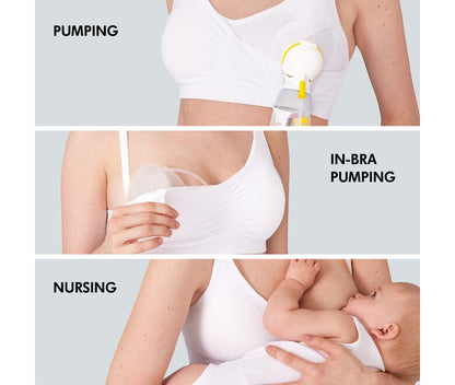 Medela Komfortabel 3-i-1 amme- og pumpe-BH, hvid, str. M - MamaMilla