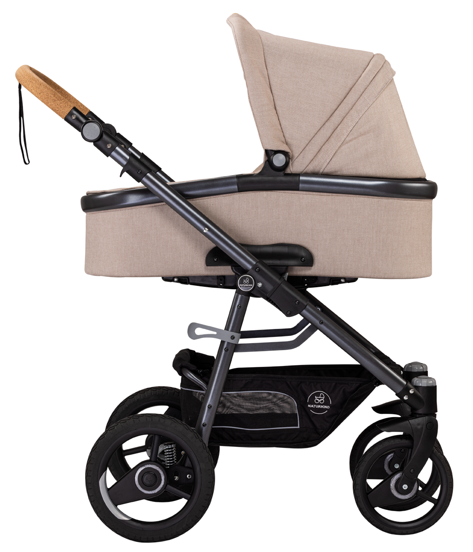 Naturkind Lux Evo - 77 cm - Sand (beige mønster) - Barnevogn med kort liggemål - MamaMilla