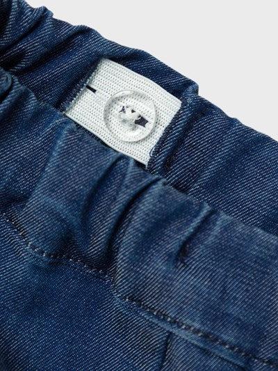 Name it bløde baggy jeans med flæser/broderi - Bella - Dark Blue Denim - Bukser - MamaMilla