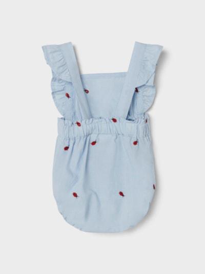 Name it Romper med broderi - Ferilla - Mariehøns - Chambray Blue - Heldragt - MamaMilla