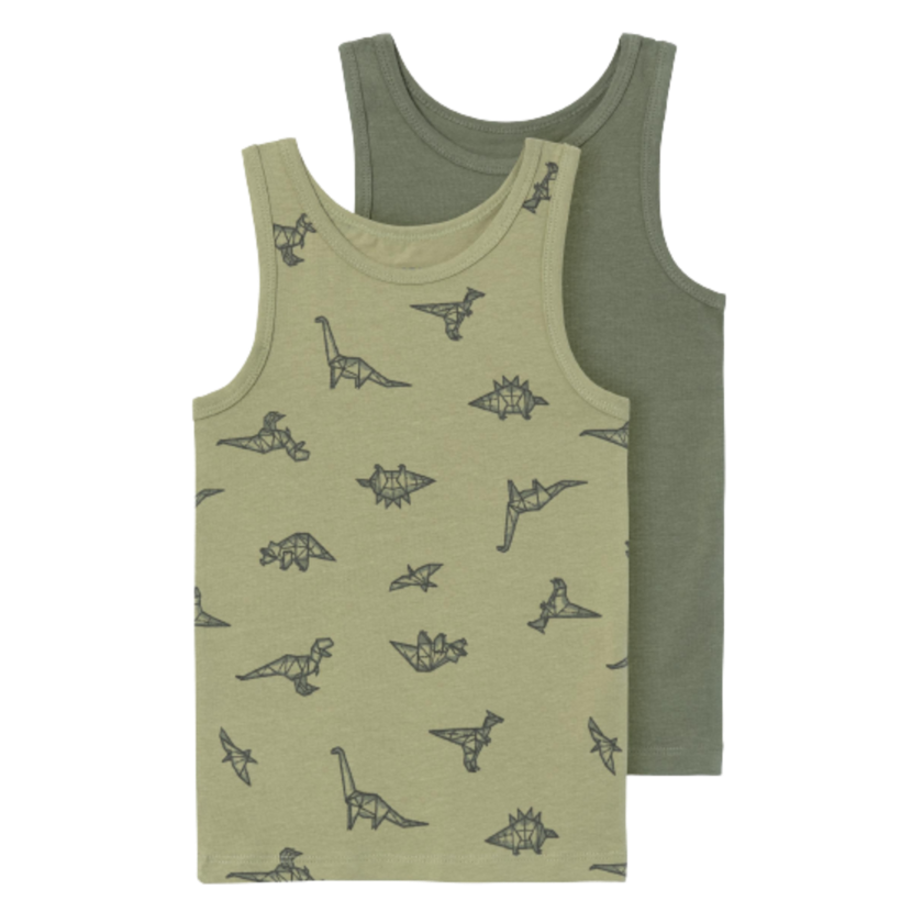 Name It Tank Top 2-pak - Dino - Sage - t-shirt - MamaMilla