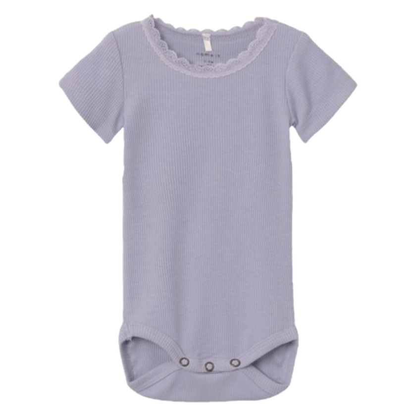 Name it body i rib med korte ærmer - Kab - Heirloom Lilac - Body - MamaMilla