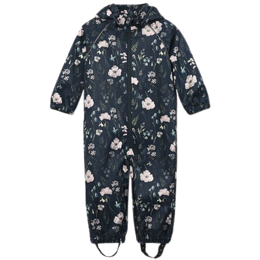 Minymo Softshelldragt - Blomster - Blue Nights - softshell - barn - MamaMilla