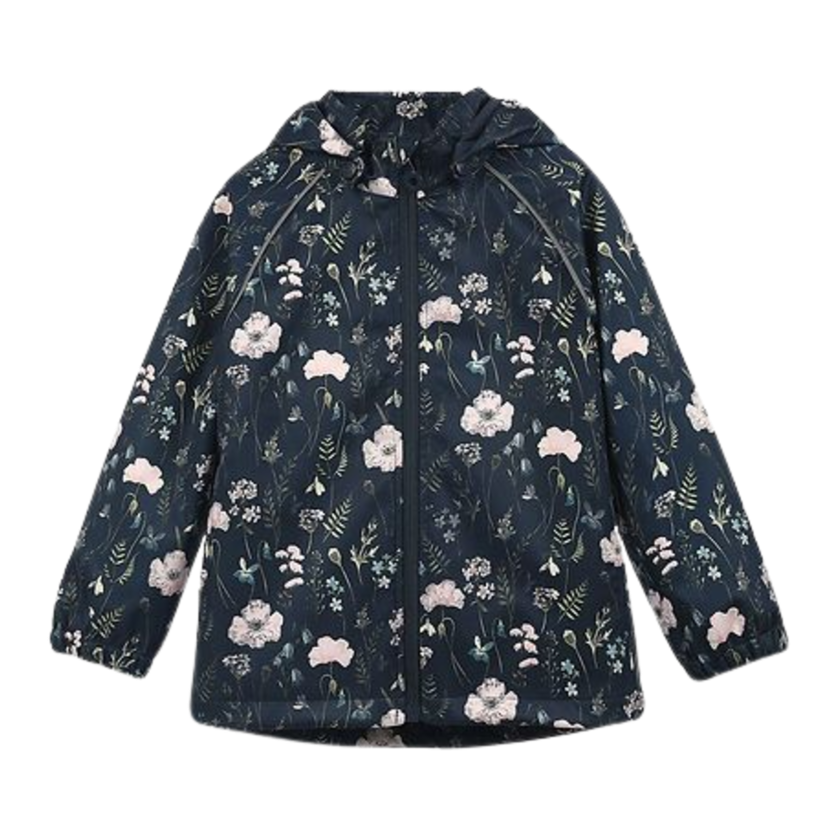 Minymo Softshelljakke - Blomster - Blue Nights - softshell - barn - MamaMilla