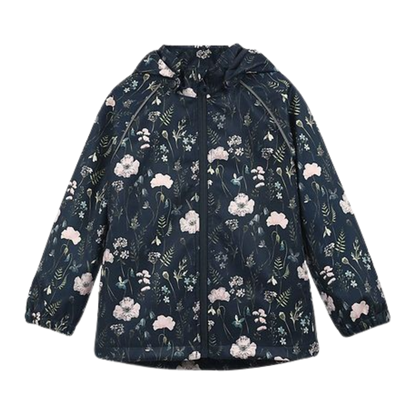 Minymo Softshelljakke - Blomster - Blue Nights - softshell - barn - MamaMilla