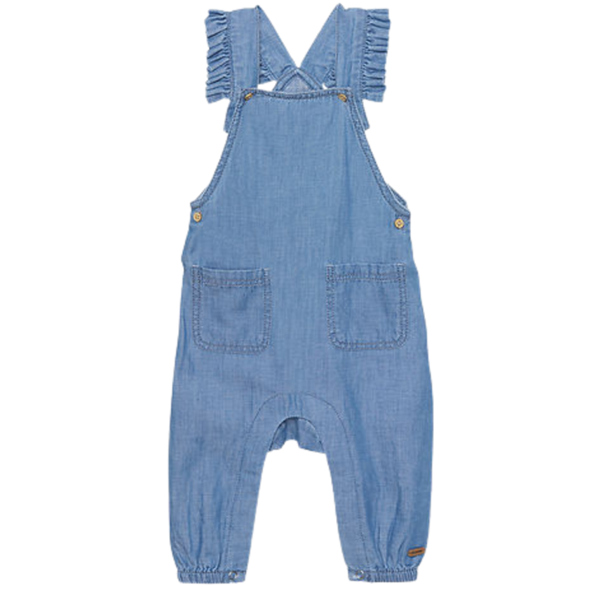 Minymo Overalls med flæser - Denim - Gray Mist - Bukser - MamaMilla