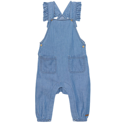 Minymo Overalls med flæser - Denim - Gray Mist - Bukser - MamaMilla