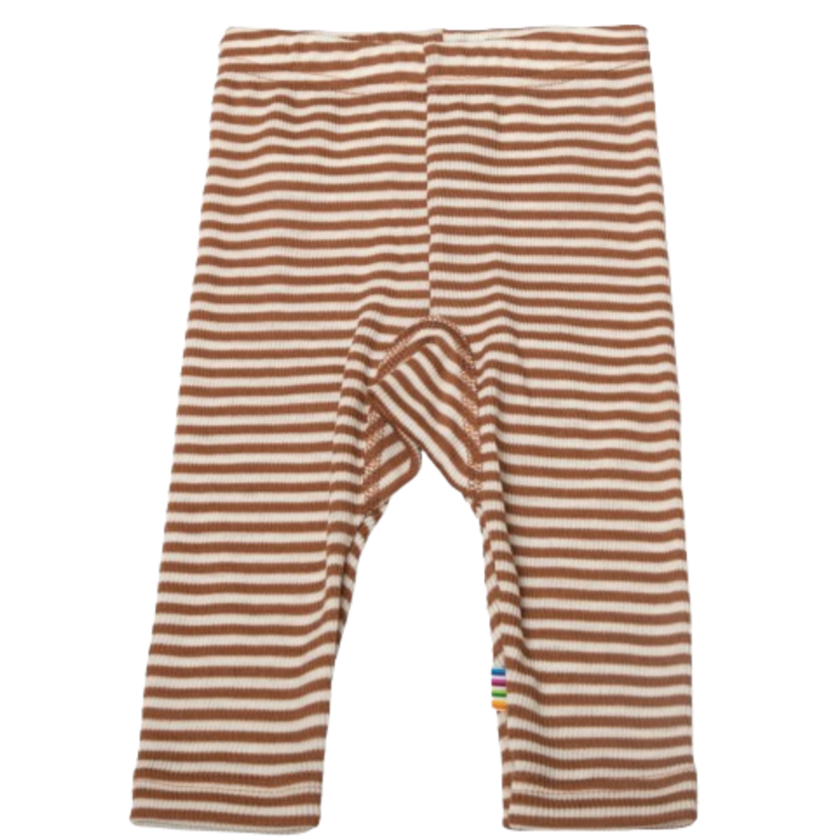 Joha leggings i Uld/Silke -Striber- Café Latte - Bukser - MamaMilla