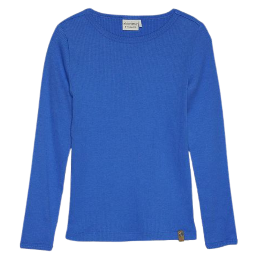 Minymo Top med lange ærmer i rib - Victoria Blue - t-shirt - MamaMilla