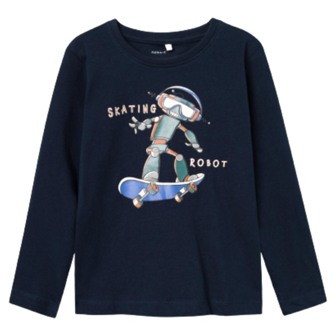 Name it t-shirt med print - Ricko - Skater Robot - Dark sapphire - t-shirt - MamaMilla