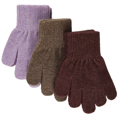 Mikk-line magiske strikvanter med glimmer - 3 pack - Dark Mink/Black Slate/Chalk Violet - Vanter - MamaMilla