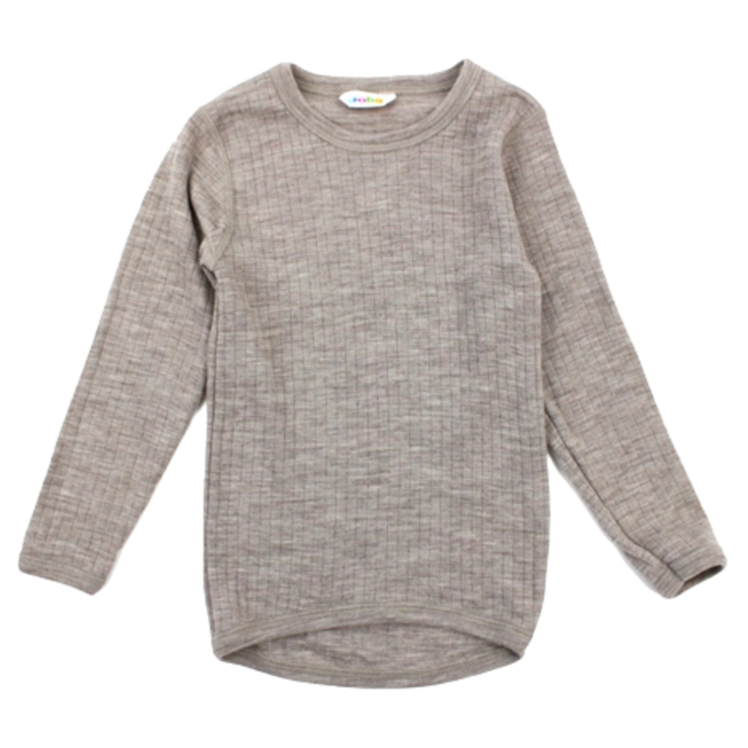 Joha top med lange ærmer i uld - Sesame melange - t-shirt - MamaMilla