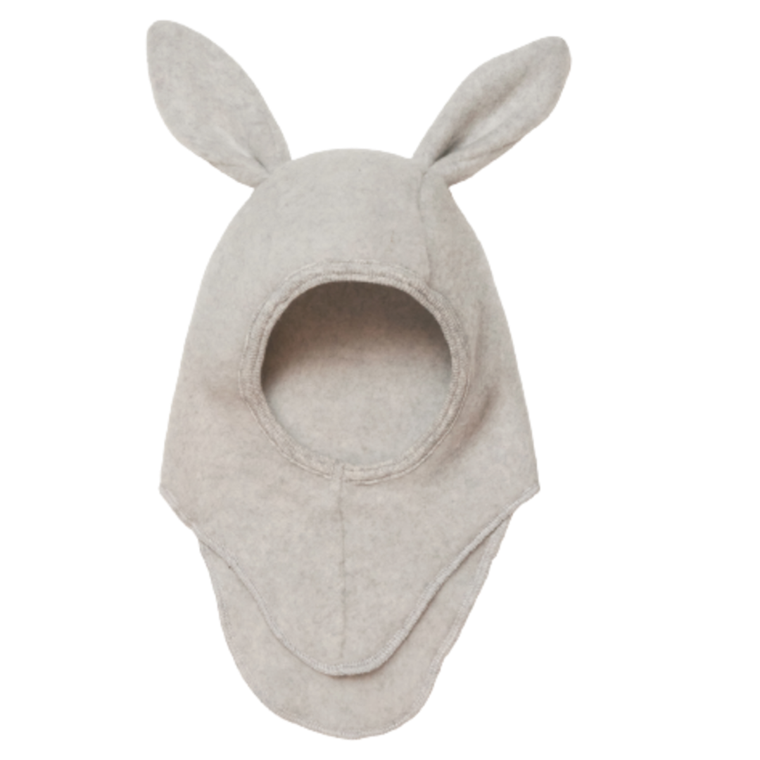 Huttelihut balaclava i uld med ører - Bunbun - Light Grey Melange - Hue - MamaMilla