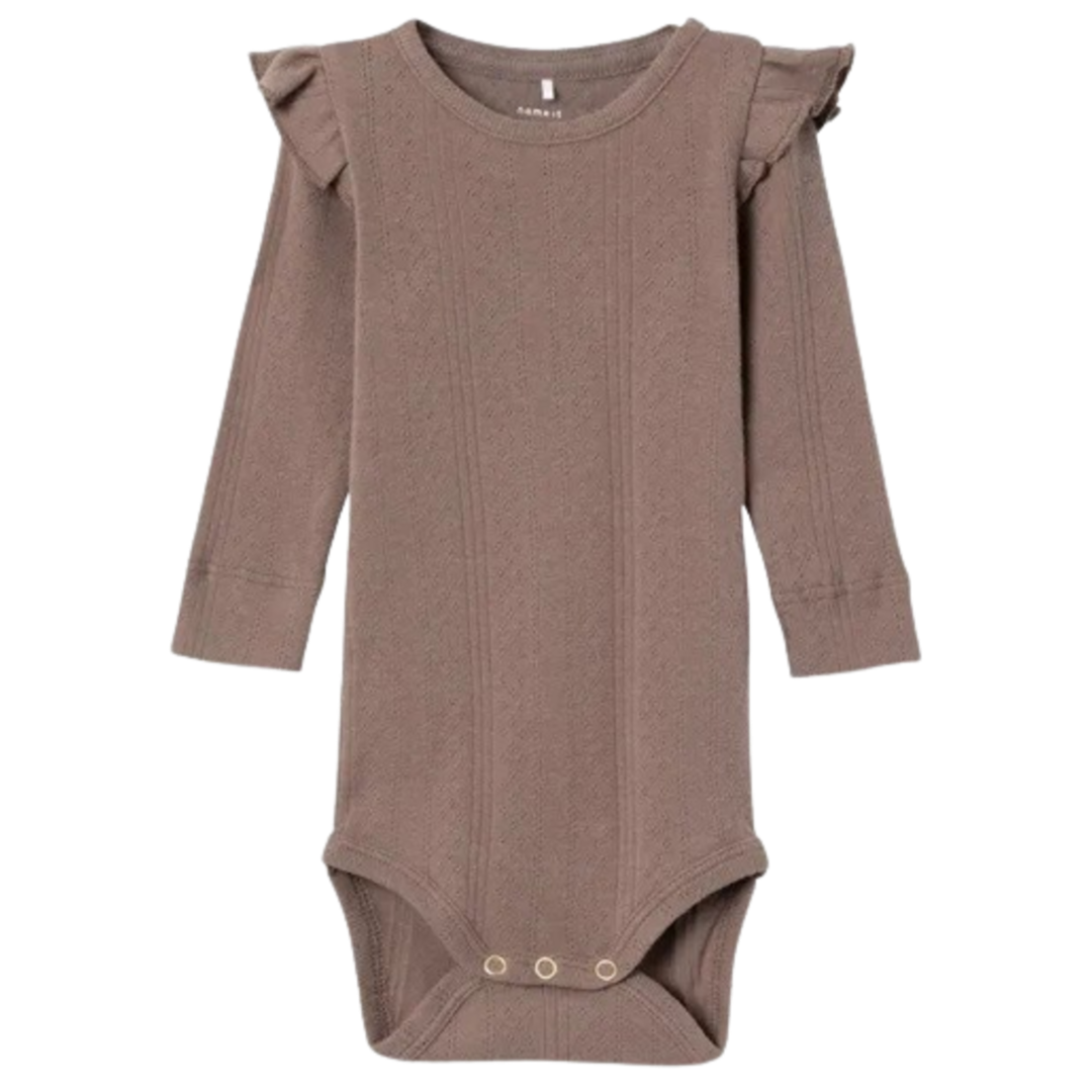 Name it body med flæser - Ninna - Deep Taupe - Body - MamaMilla