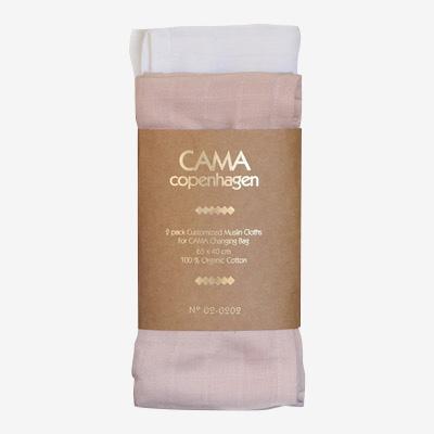 CAMA Copenhagen 2-pack stofbleer til pusletasken - Hvid/Rosa - pusletaske - MamaMilla