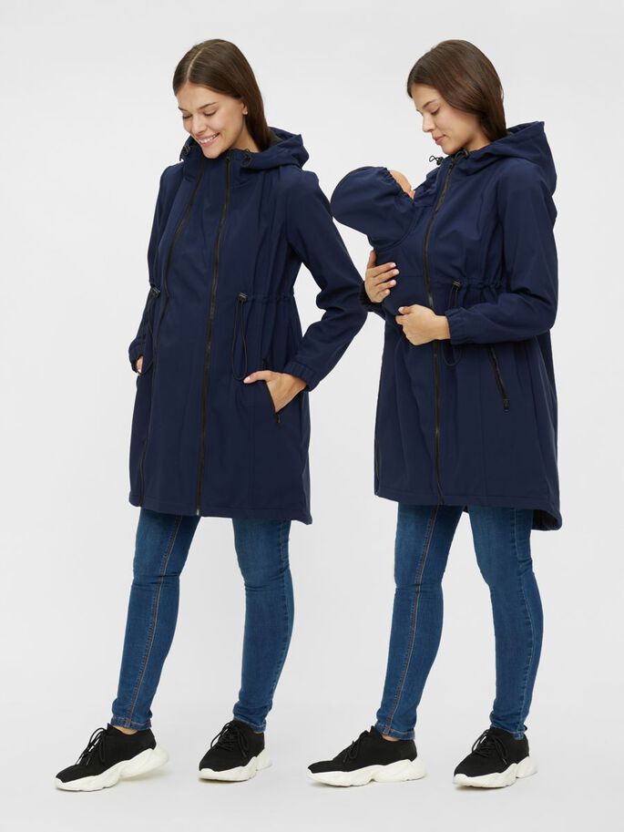 Mamalicious 3i1 softshell bære- og graviditetsjakke - Mørkeblå - Bærejakke - MamaMilla