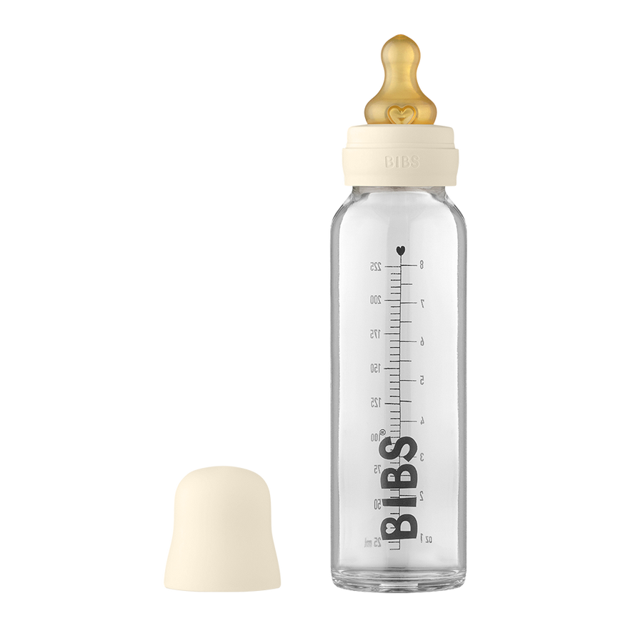 Bibs glas sutteflaske - Latex - 225 ml. - Ivory - Flaskebarn - MamaMilla