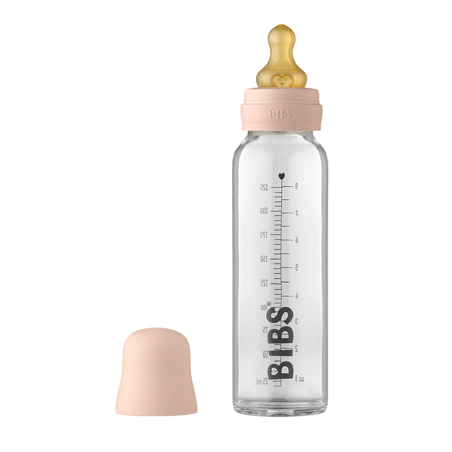 Bibs glas sutteflaske - Latex - 225 ml. - Blush - Flaskebarn - MamaMilla