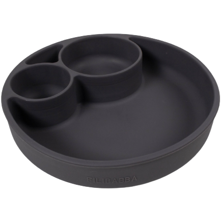 Filibabba Silikone ruminddelt skål med sugekop - Stone Grey - Spise-service - MamaMilla