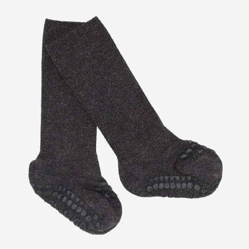 GoBabyGo bambus sokker med skridsikkert gummi - Dark Grey melange - sokker - MamaMilla