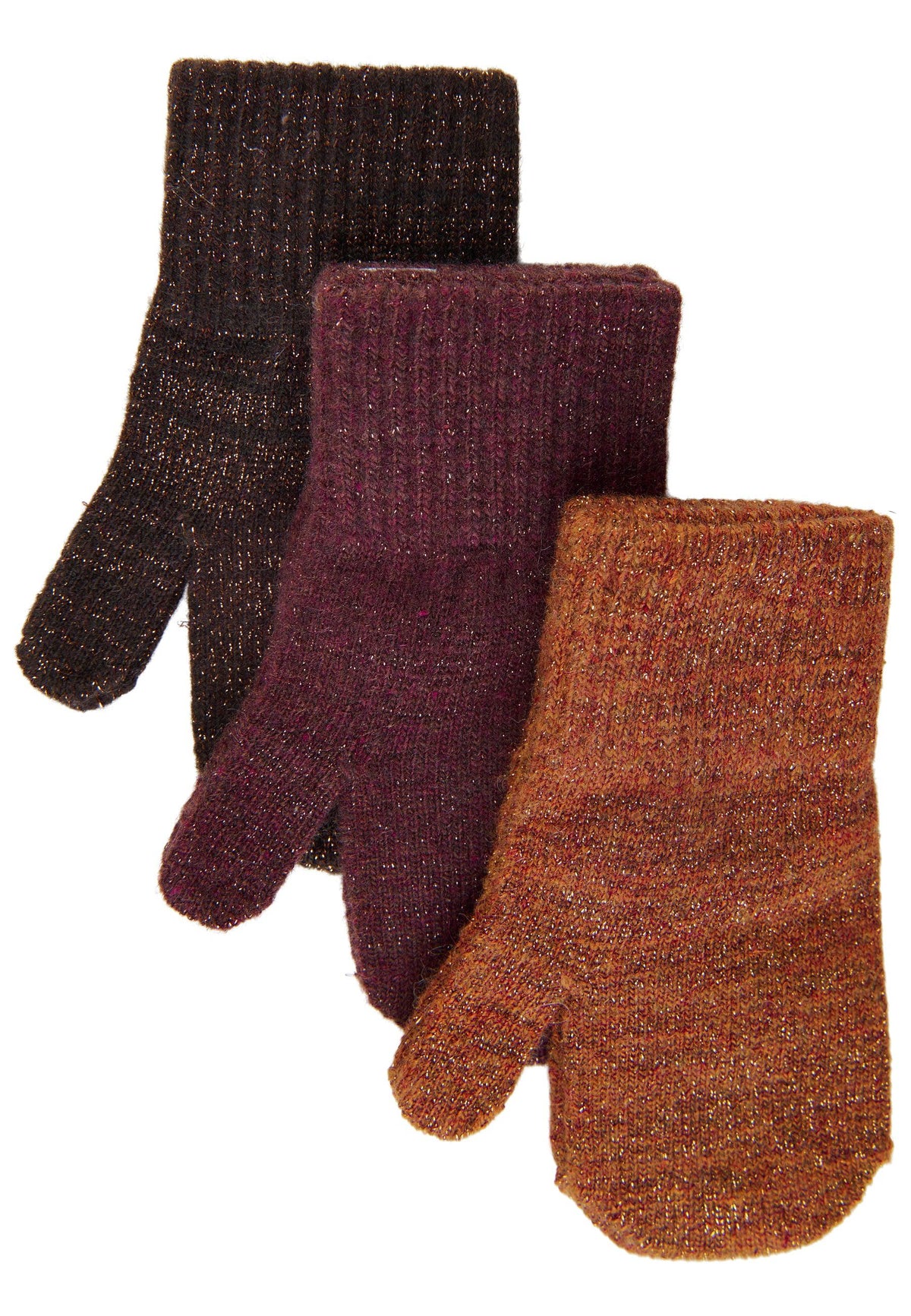 Mikk-line magiske strikluffer - 3 pack - Decadent Chocolate - Glimmer - Vanter - MamaMilla