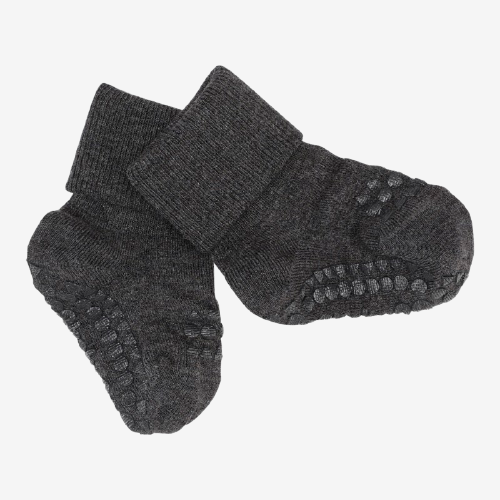 GoBabyGo bambus sokker med skridsikkert gummi - Dark Grey melange - sokker - MamaMilla