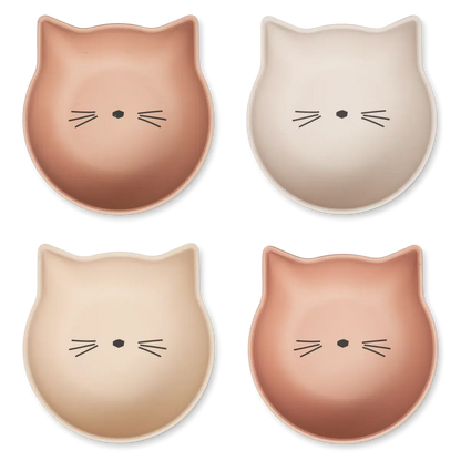 Liewood 4 pack skåle - Cat / Tuscany rose multi mix - Tallerken - MamaMilla