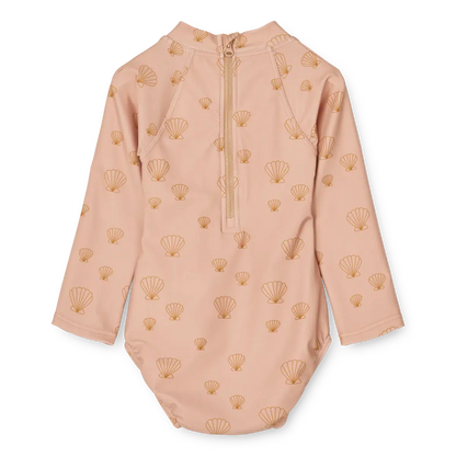 Liewood baby badedragt med lange ærmer - Maxime swimsuit - Sea shell / Pale tuscany - Badetøj - MamaMilla