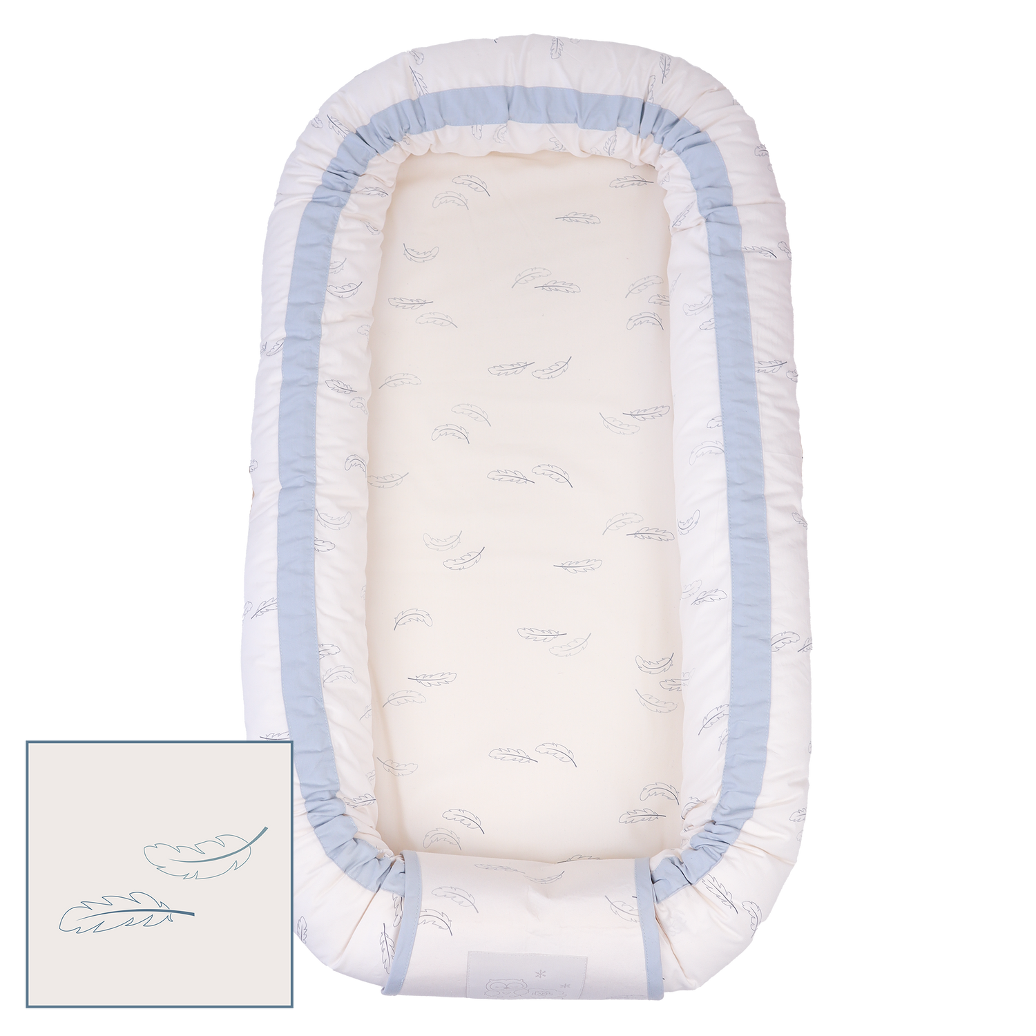 MamaMilla babynest med Fossflakes fyld - Blue feathers - Babynest - MamaMilla