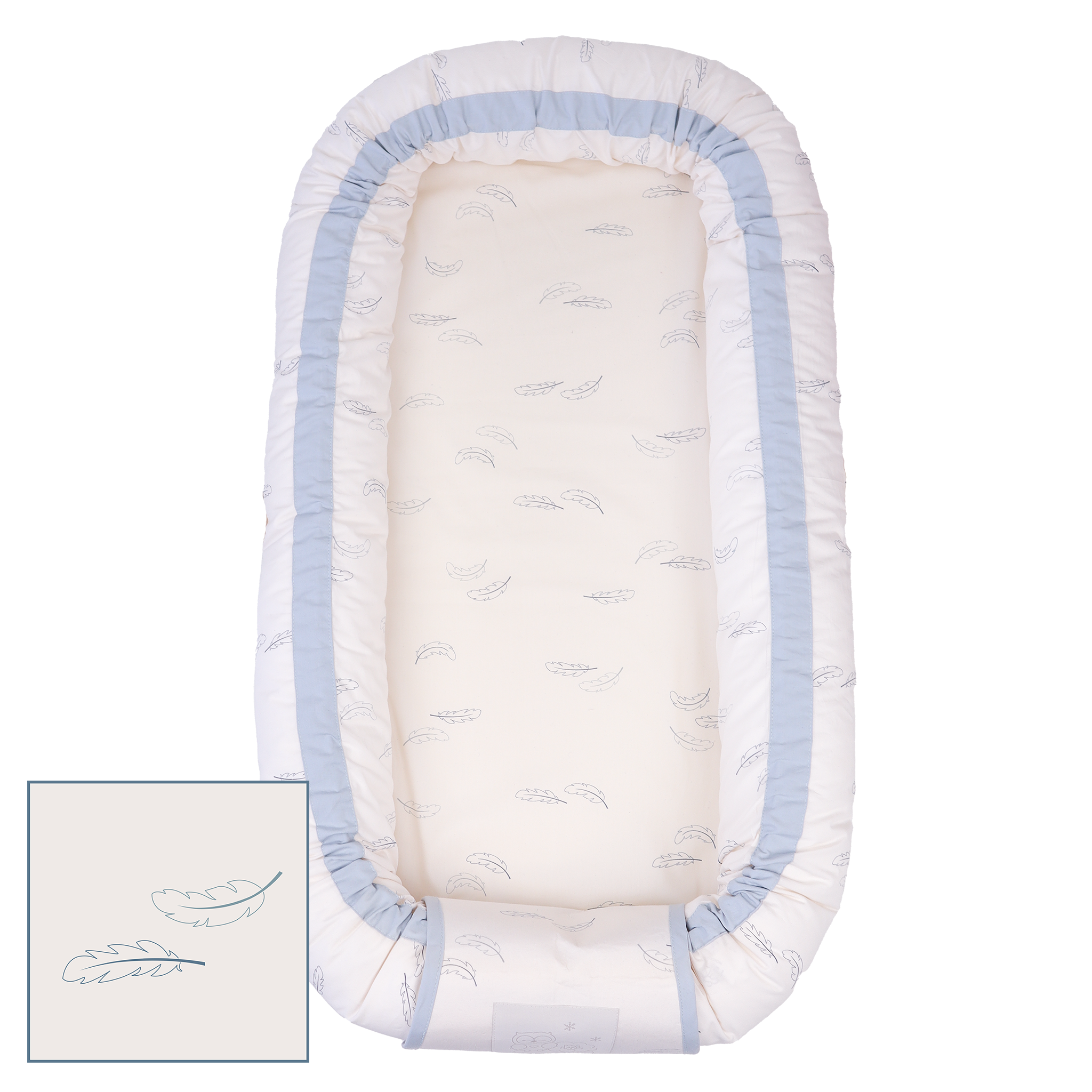 MamaMilla babynest med Fossflakes fyld - Blue feathers - Babynest - MamaMilla