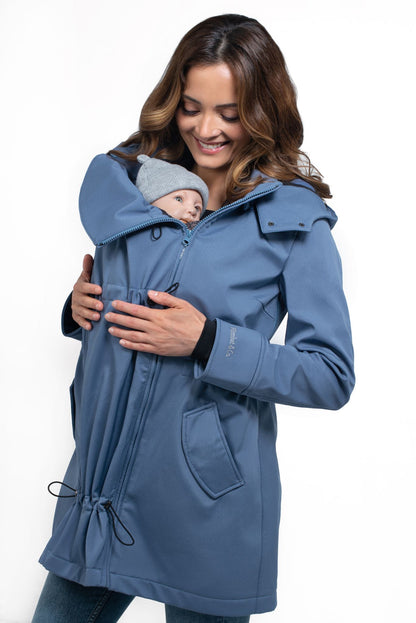 Wombat &amp; Co. 4-i-1 softshell overgangsjakke til gravide/bærejakke - Light Blue - Bærejakke - MamaMilla