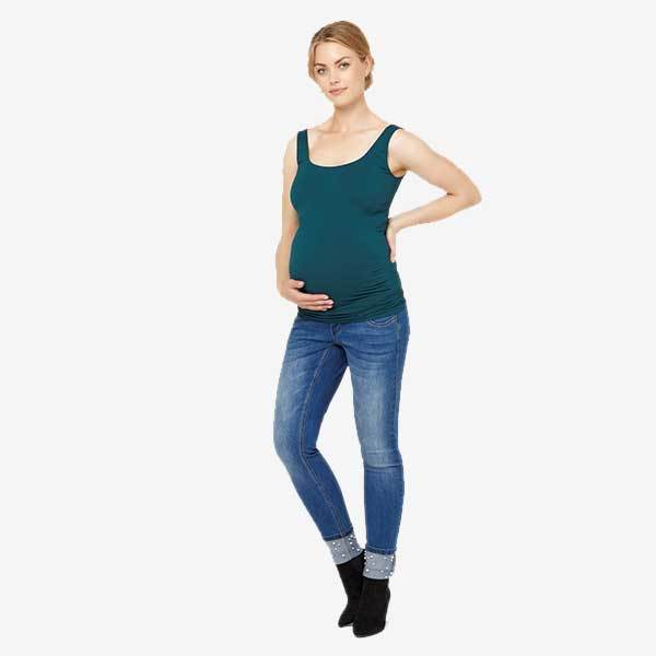 Mamalicious perlebesat ventejeans - Denim - Graviditetstøj - MamaMilla