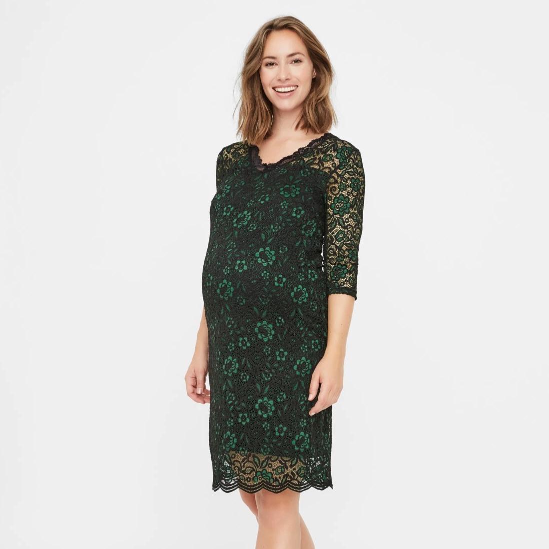 Mamalicious to-farvet blonde graviditetskjole - Grøn/sort - Graviditetstøj - MamaMilla