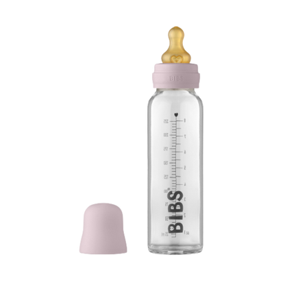 Bibs glas sutteflaske - Latex - 225 ml. - Dusky Lilac - Flaskebarn - MamaMilla