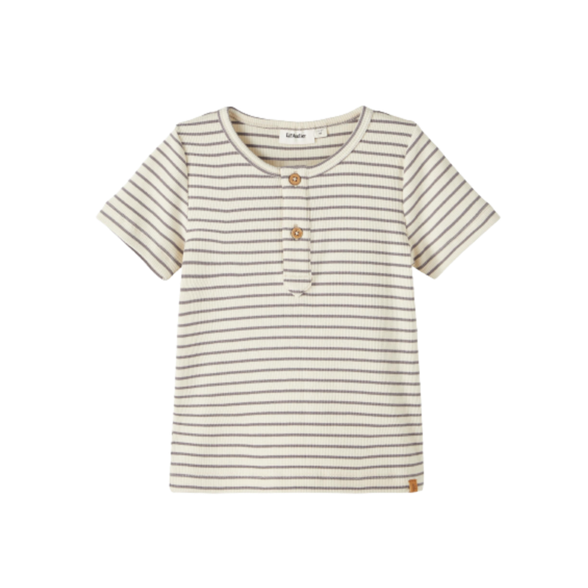 Lil' Atelier t-shirt med korte ærmer - Gago - Striber - Frost Gray - t-shirt - MamaMilla